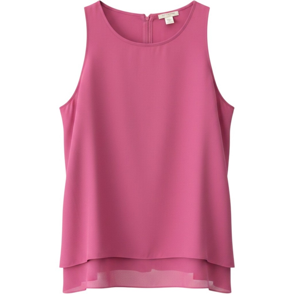 Saint Tropez West Pink Sleeveless Layered Hem Blouse Top Size Medium